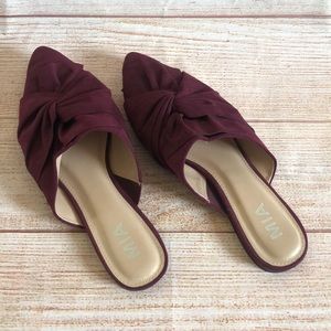 MIA Cabaret Wine Mule Slide Flats Size 9m